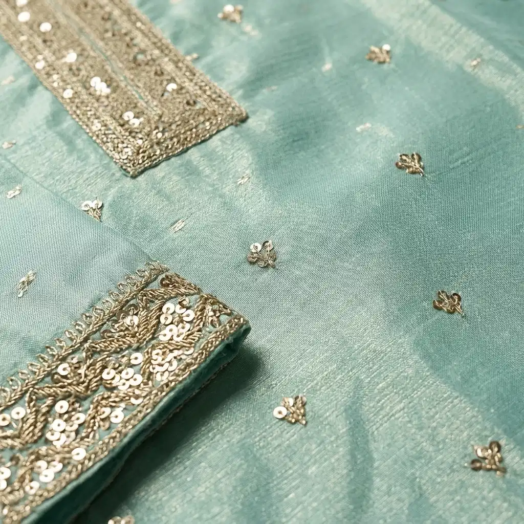 Aurelia Mint Embroidered Silk Suit Set for Women - Image 8