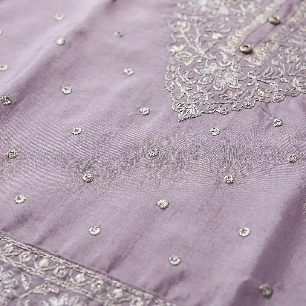 Zola Mist Embroidered Silk Suit Set for Women - Image 5